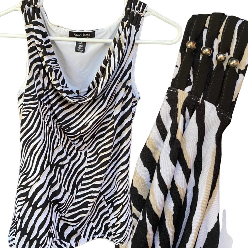 White House Black Market Zebra Tank Like New Size S